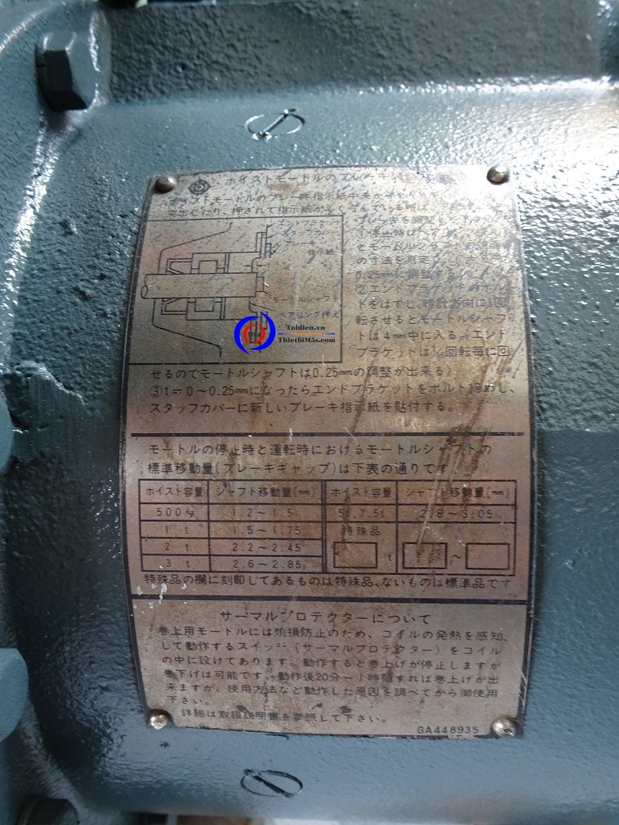 Thông số kỹ thuật Palang cáp Hitachi cũ