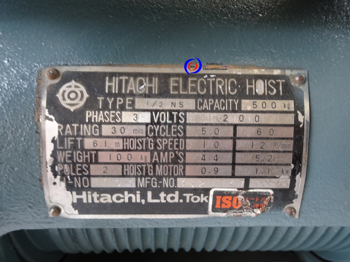 Thông số kỹ thuật Palang cáp Hitachi cũ