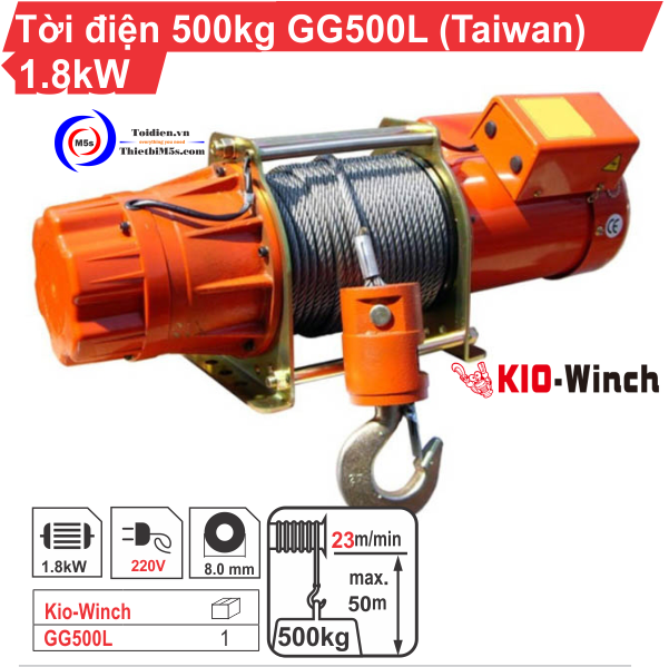 Tời điện 500kg KIO Winch GG-500L Đài Loan