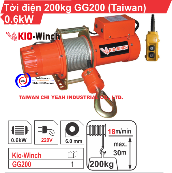 Một số ưu điểm của tời điện mini 200kg Kio Winch