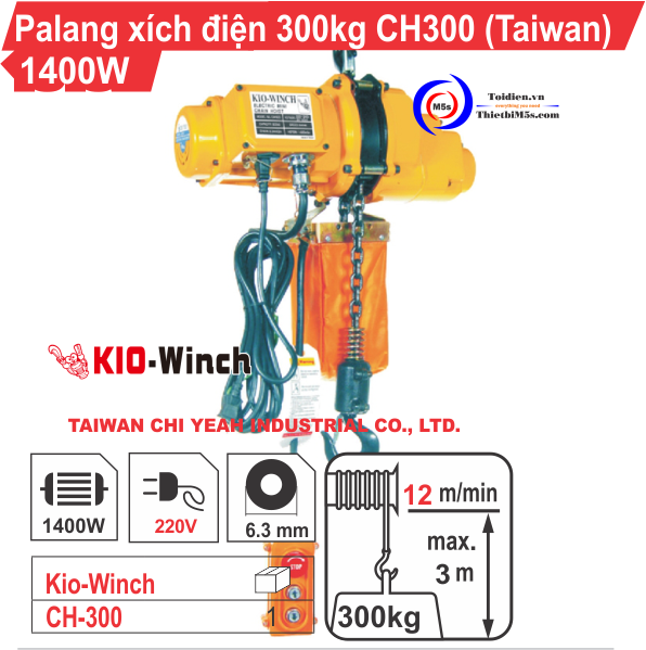 Palăng xích điện 300kg KIO Winch CH-300
